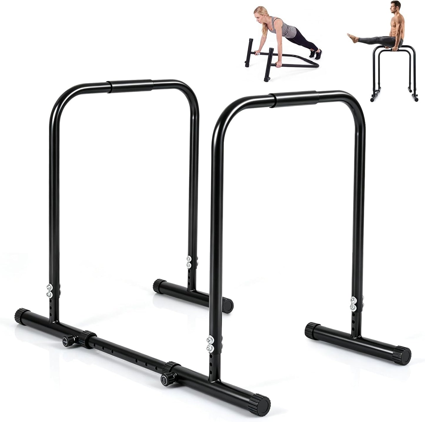 Adjustable Dip Bar, Heavy Duty Parallette Push Up Stand with 660 LBS Capacity
