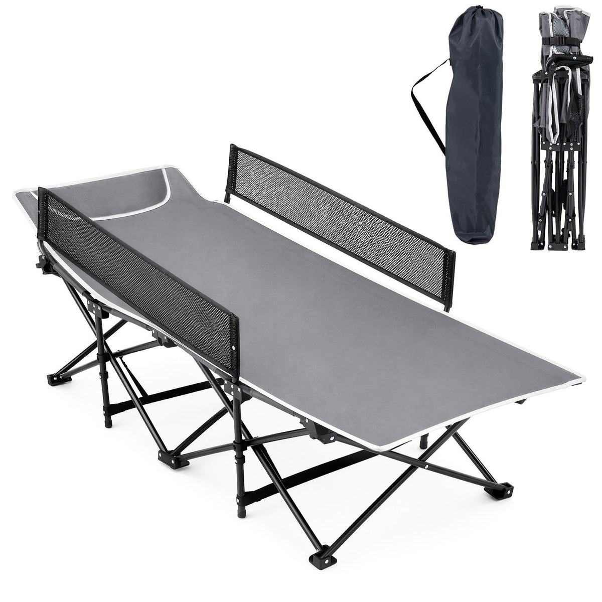 Portable Travel Toddler Cot Bed with Guardrail for Outdoor Indoor