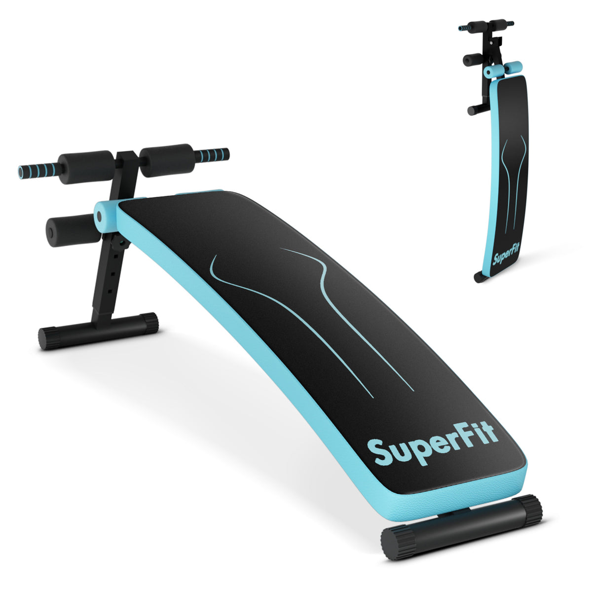 Foldable Adjustable Sit-Up Bench with Crunch Handles