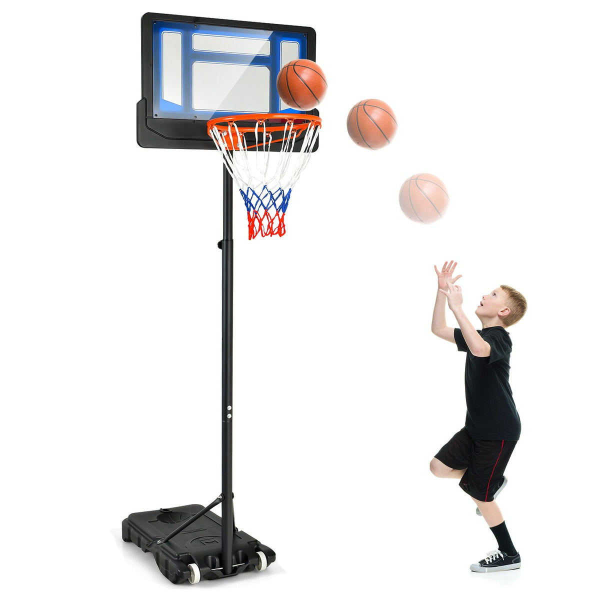 Weather-Resistance Basketball Goal Toy with Adjustable Height 132-251cm