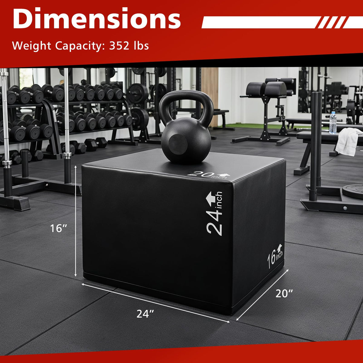 16 Inch Foam Jumping Box with 3 Heights & Easy-to-Clean PU Cover