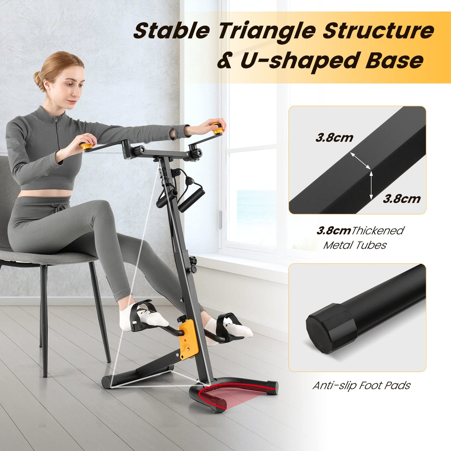 Hand Arm Leg and Knee Elderly Home Pedal Exercise Bike with Adjustable Handgrip