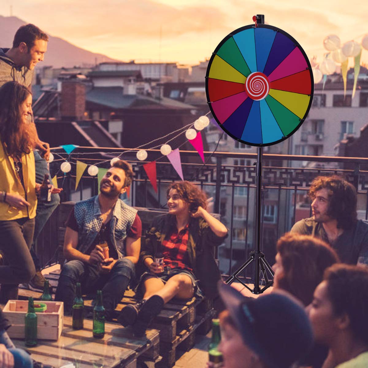 24” Spinning Prize Wheel, 14 Slots Portable Prize Wheel with Folding Tripod