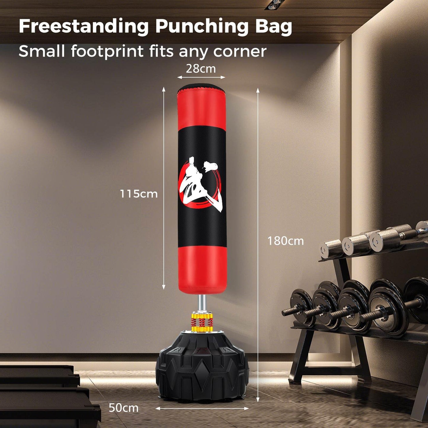 1.8m Freestanding Punching Bag for Home Office MMA Boxing Training
