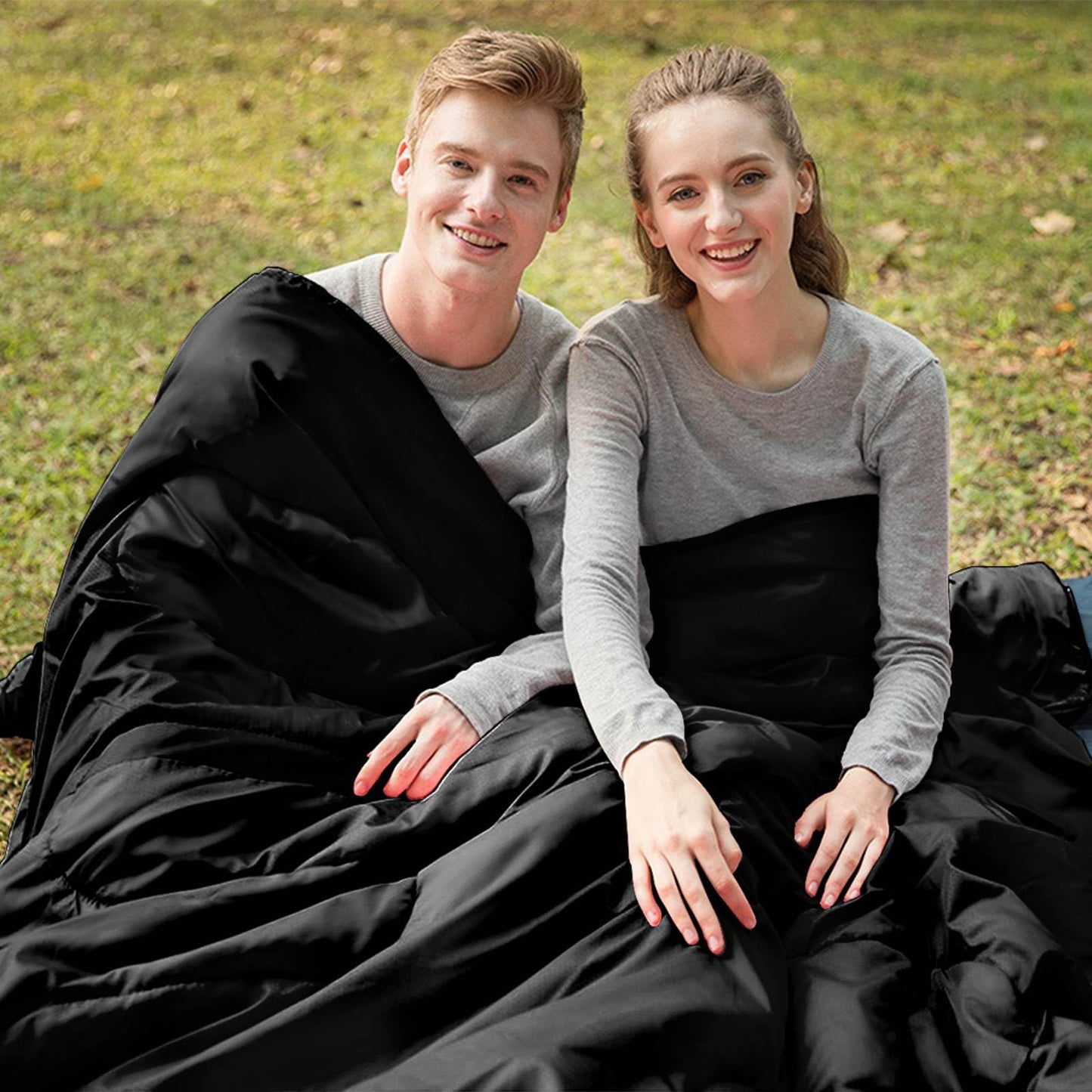Double Sleeping Bag for 2 Persons with 2 Pillows for Cold & Hot Weather