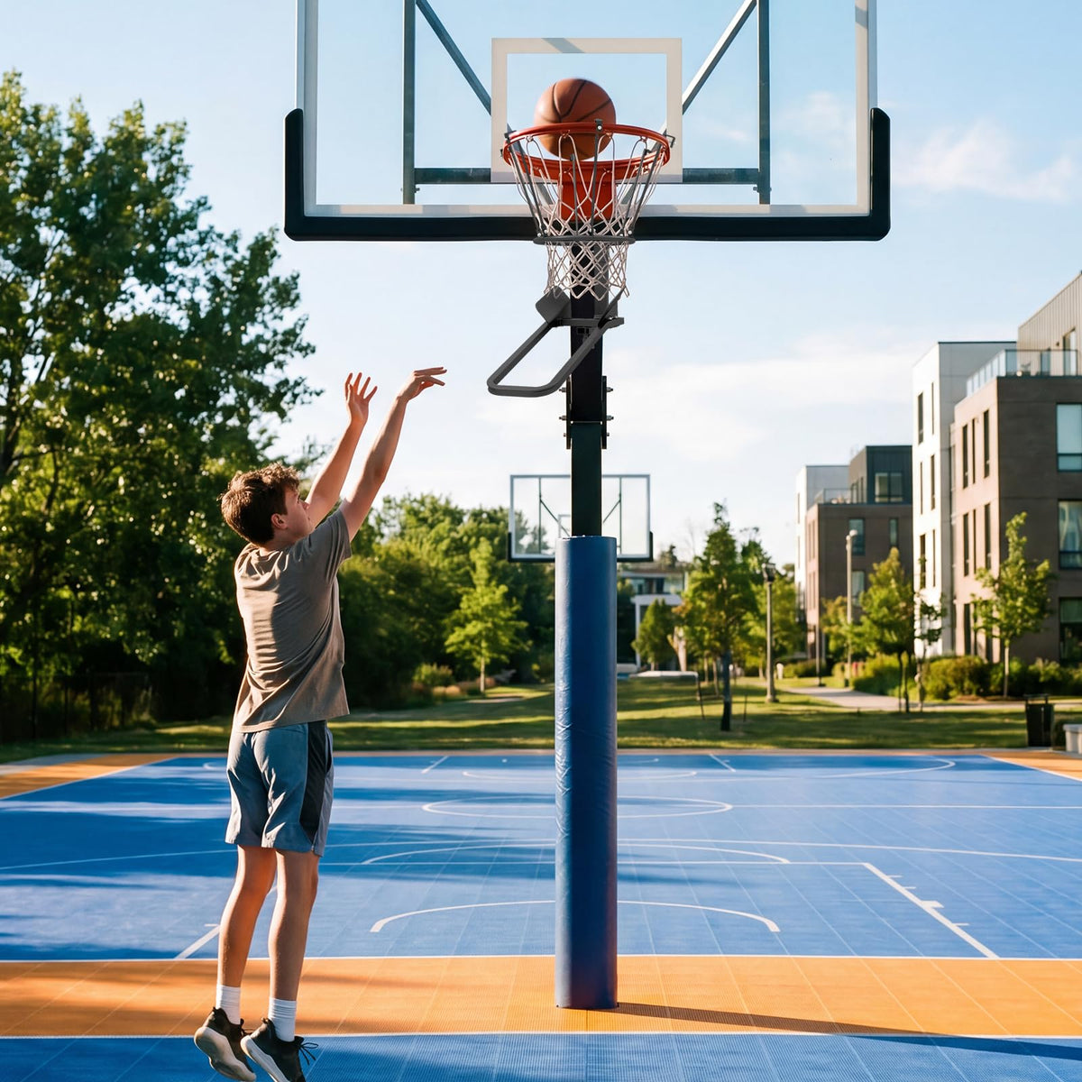 Basketball Return Attachment, Heavy-Duty 180 Degree Rotatable Basketball Rebounder