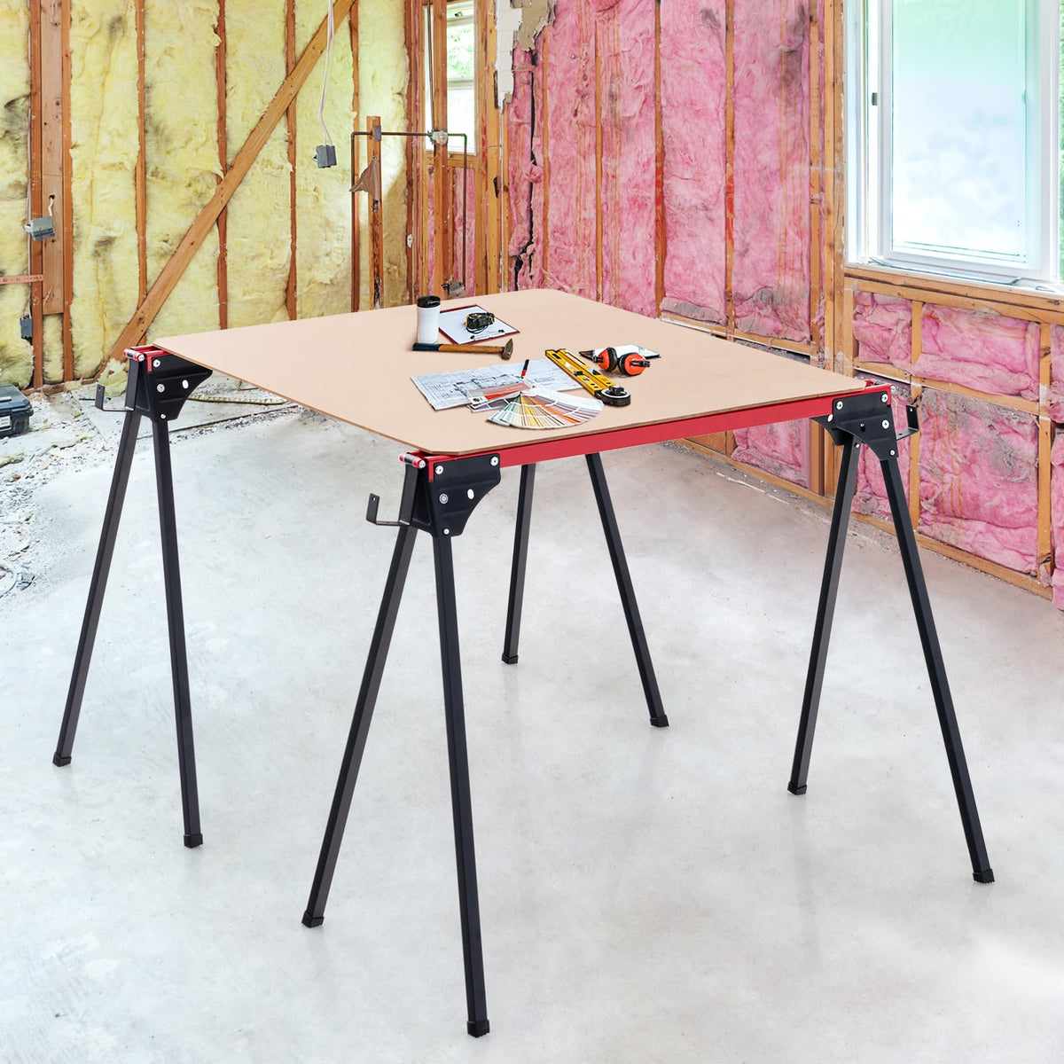 Portable Sawhorse Twin Pack 500kg Load Each with 2x4 Support Arms