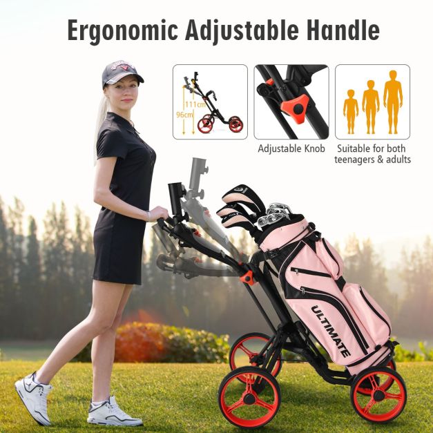 4 Wheels Aluminum Golf Push Pull Cart