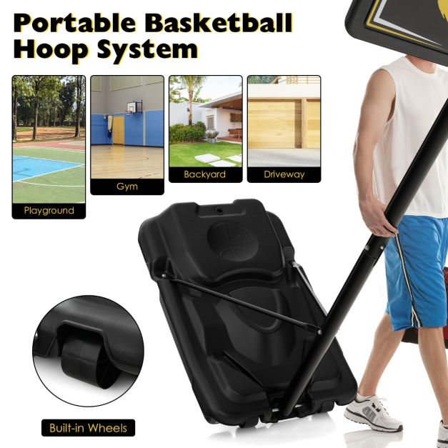 Portable Basketball Hoop with Wheels & Fillable Base for Kids