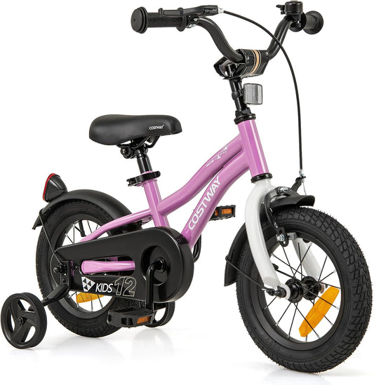 12/14/16/18 Inch Kids Bike Adjustable with Removable Training Wheels for Aged 3-8