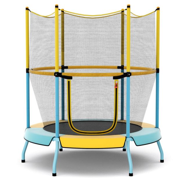 48 Inch Trampoline for Kids with Safety Enclosure Net and Curved Metal Legs