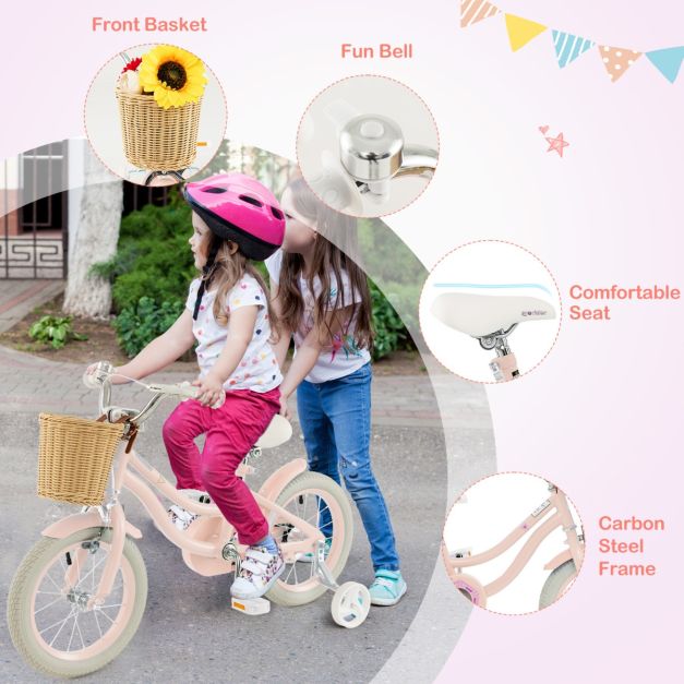 Kids Bike with Training Wheels and Adjustable Handlebar