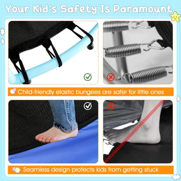 48 Inch Trampoline for Kids with Safety Enclosure Net and Curved Metal Legs