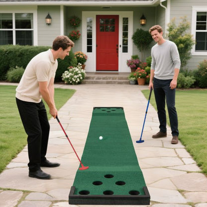 Golf Pong Game Set Portable Golf Putting Mat with 2 Adjustable Putters