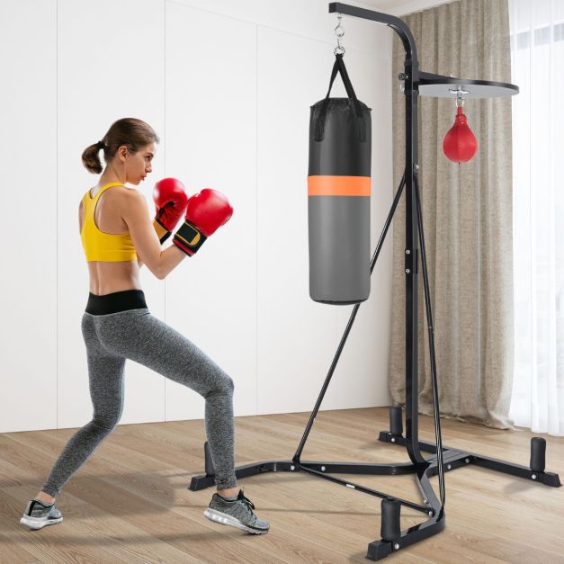 Heavy Bag Stand with Heavy Bag and Adjustable Speed Bag