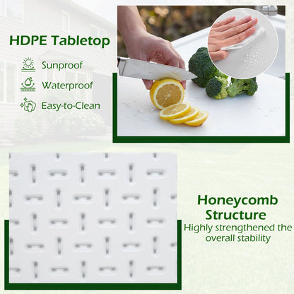 114 cm Portable Camping Table with Faucet and Drainage Hose for Picnic and Fishing