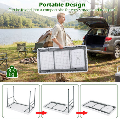 114 cm Portable Camping Table with Faucet and Drainage Hose for Picnic and Fishing
