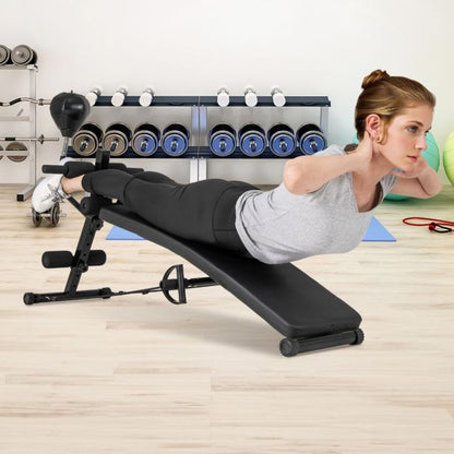 Foldable Decline Sit Up Bench with Speed Balland 2 Resistance Bands