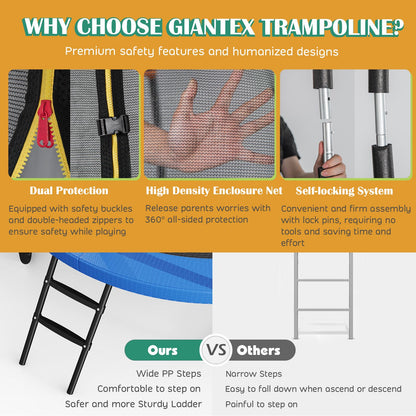 12FT Outdoor Trampoline with Basketball Hoop and Enclosure Net