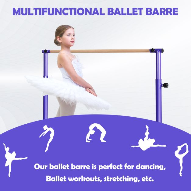 130 cm Ballet Barre Bar with 4-Position Adjustable Height