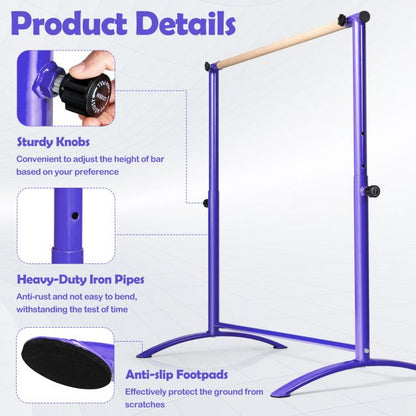 130 cm Ballet Barre Bar with 4-Position Adjustable Height