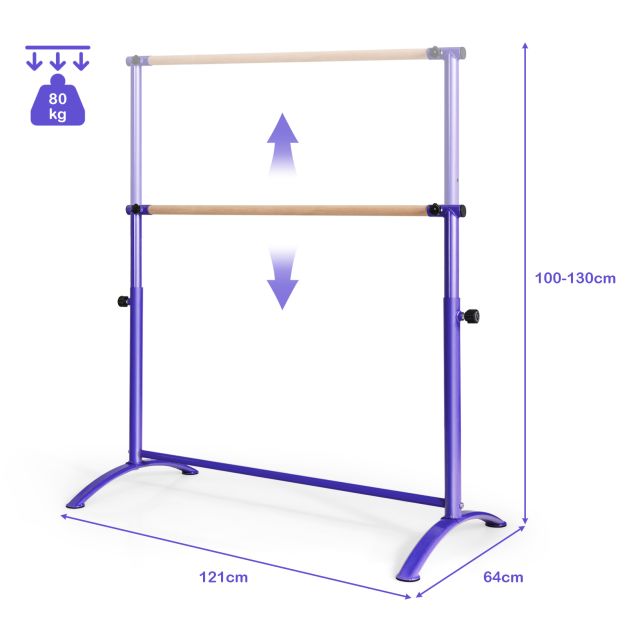 130 cm Ballet Barre Bar with 4-Position Adjustable Height