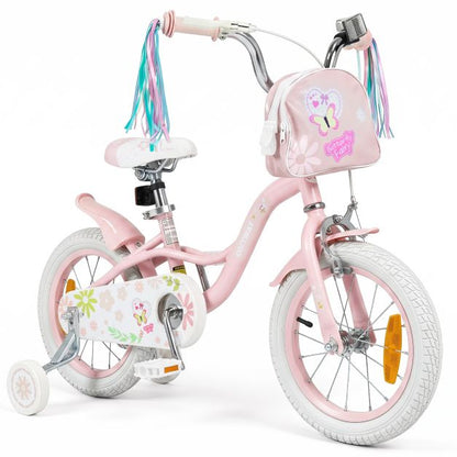 14/16 Inch Girls Bike with Front Bag and Streamers for 3-5/4-7 Years Old