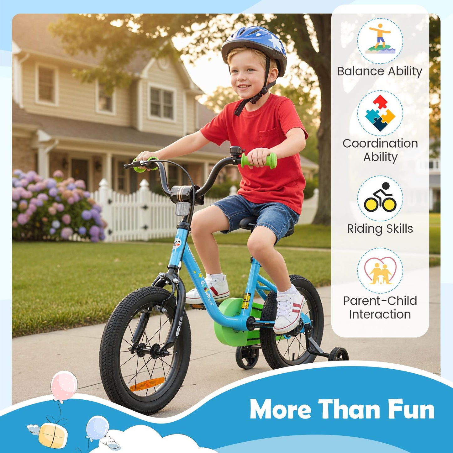 14/16-Inch Children Bicycle with Removable Training Wheels and Adjustable Seat for kids
