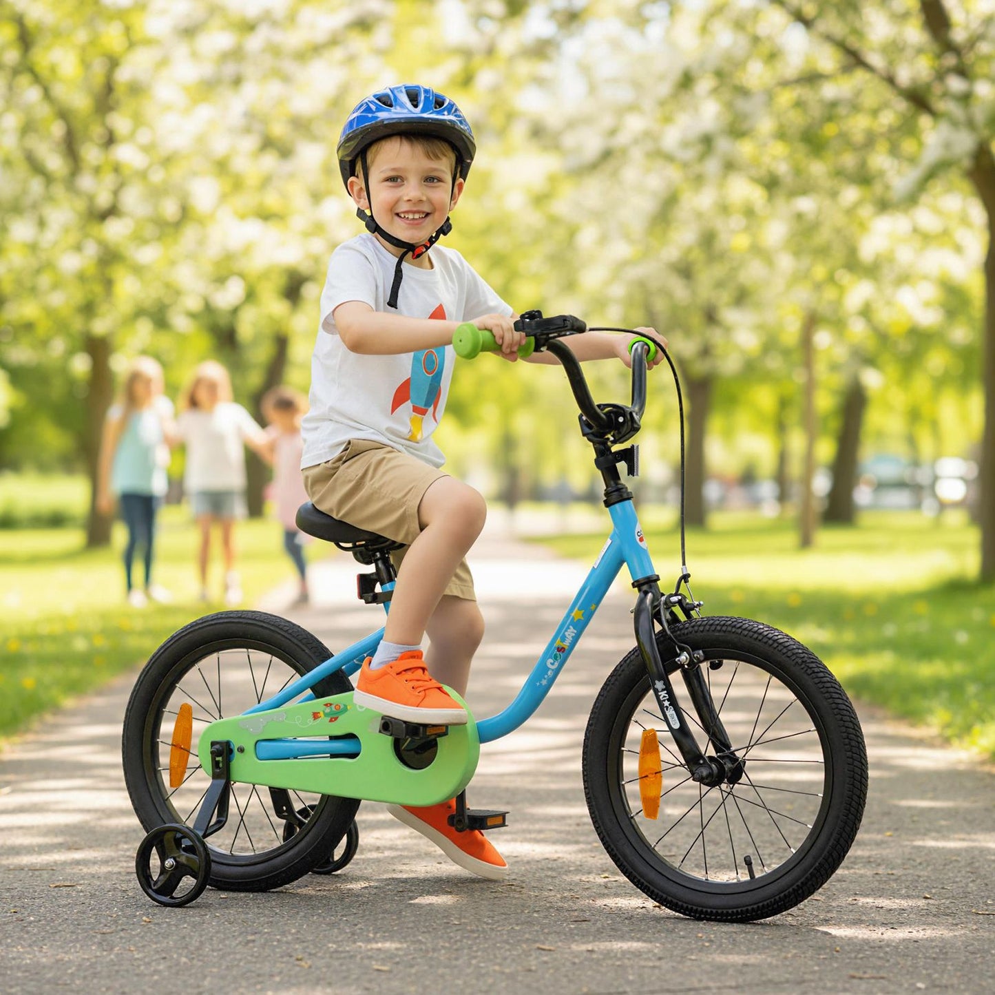 14/16-Inch Children Bicycle with Removable Training Wheels and Adjustable Seat for kids