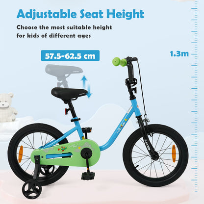14/16-Inch Children Bicycle with Removable Training Wheels and Adjustable Seat for kids