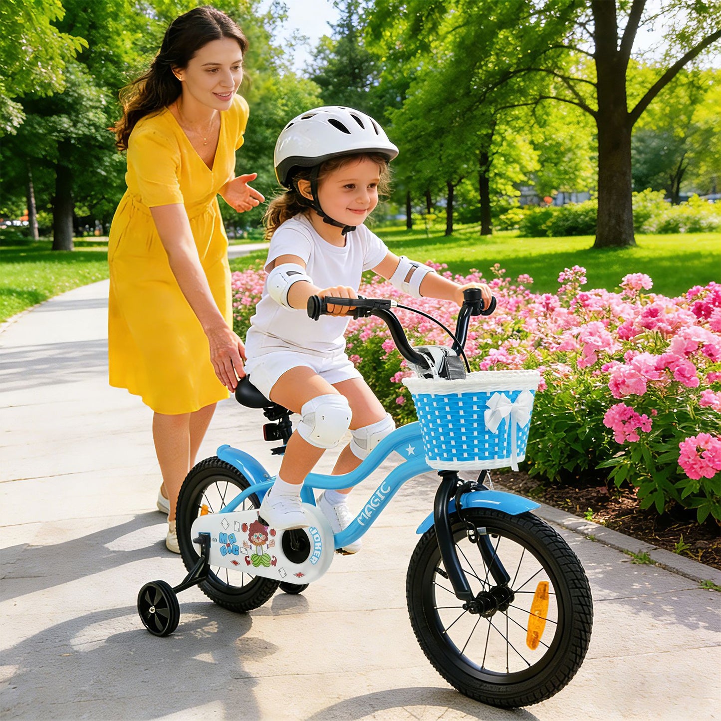 12/14/16/18 Inch Kids Bicycle with Training Wheels and Dual Brake System for Girls and Boys