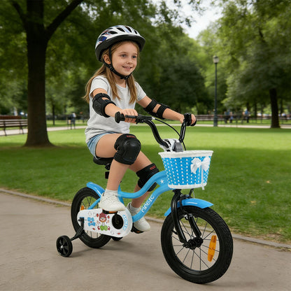 12/14/16/18 Inch Kids Bicycle with Training Wheels and Dual Brake System for Girls and Boys