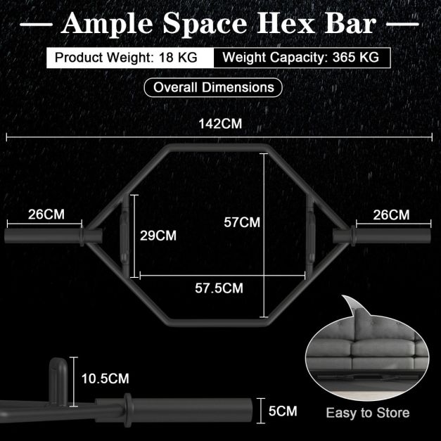 142cm Olympic Hex Barbell Bar Trap Weight Lifting for Gym and Home