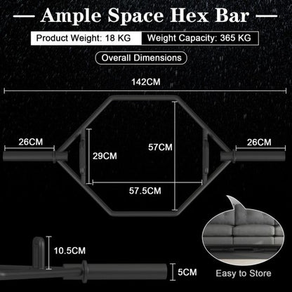 142cm Olympic Hex Barbell Bar Trap Weight Lifting for Gym and Home