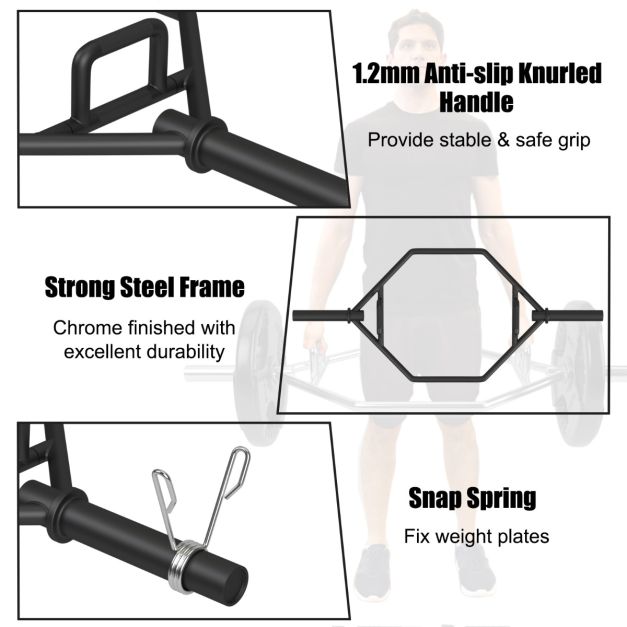 142cm Olympic Hex Barbell Bar Trap Weight Lifting for Gym and Home