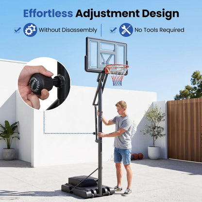 170-305 cm Outdoor Portable Basketball Hoop with Sandbag and 2 Nets