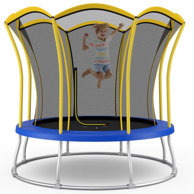 8FT Outdoor Trampoline with Galvanized Steel Frame and Enclosure Net