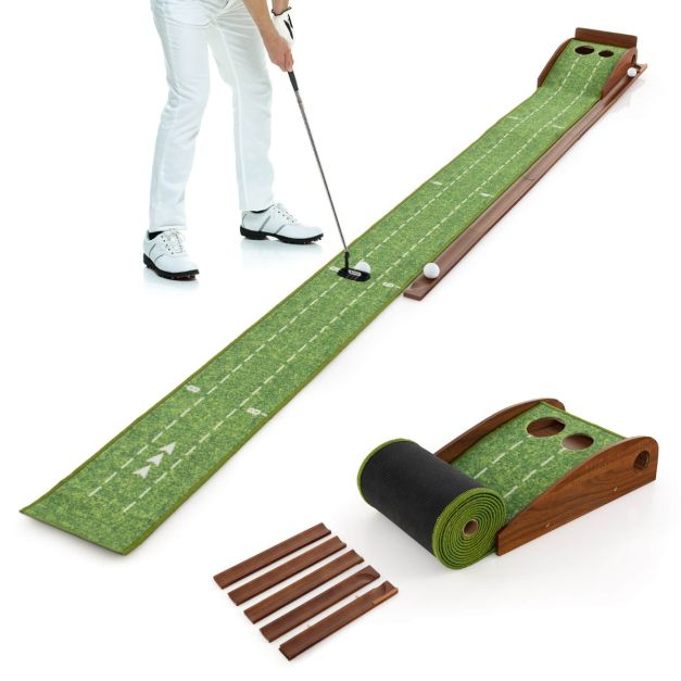 Indoor Golf Putting Mat with Automatic Ball Return System Outdoor