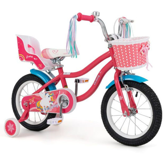 14/16 Inch Kids Bicycle with Training Wheels and Front Handbrake