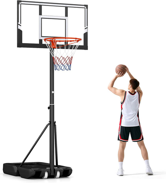 Portable Basketball Hoop Outdoor w/Shatterproof Backboard & Wheels for Kids