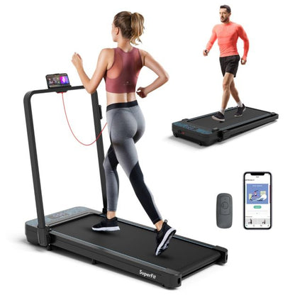 2 in 1 Folding Treadmill with Remote and APP Control and LED Display