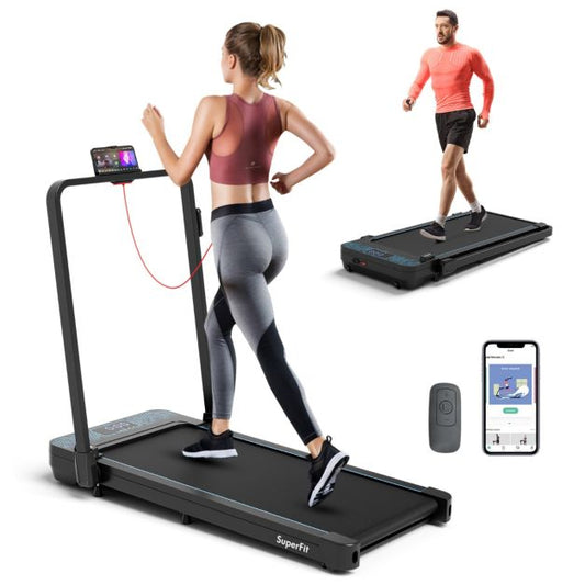 2 in 1 Folding Treadmill with Remote and APP Control and LED Display