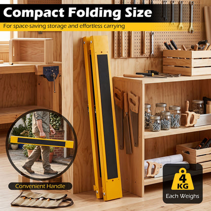 2-Pack Folding Saw Horses with Non-Topple Surface and Quick Open Legs for Woodworking