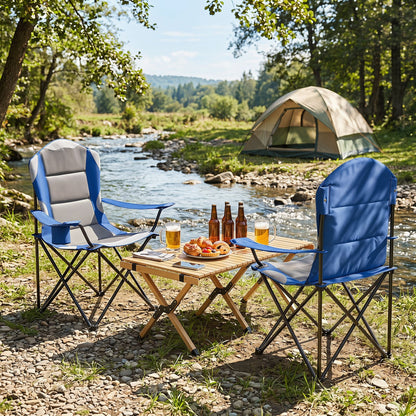 2 Pieces Folding Camping Chairs for Adults with Cup Holders