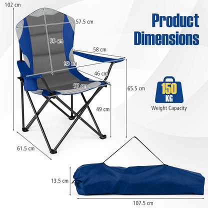 2 Pieces Folding Camping Chairs for Adults with Cup Holders
