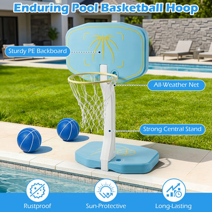 2-in-1 Pool Basketball Hoop and amp with Weighted Base and 2 Basketballs