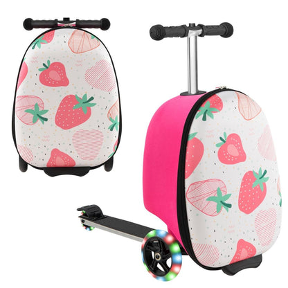 2-IN-1 Skateboard Luggage with 3 Color Lighted Wheels for Kids