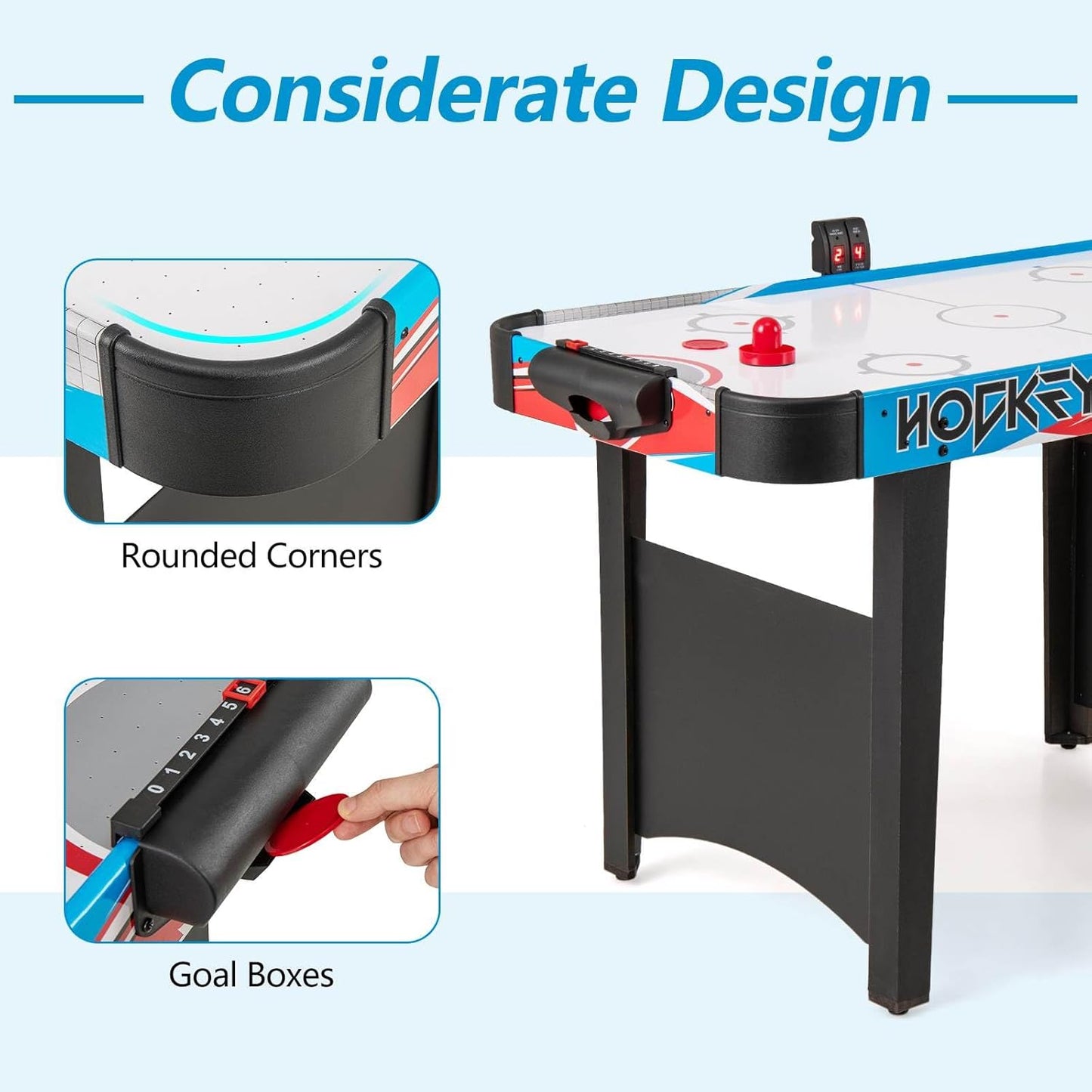 Indoor Hockey Game Table w/LED Scoreboard & Powerful 12V Motor for Adults and Kids