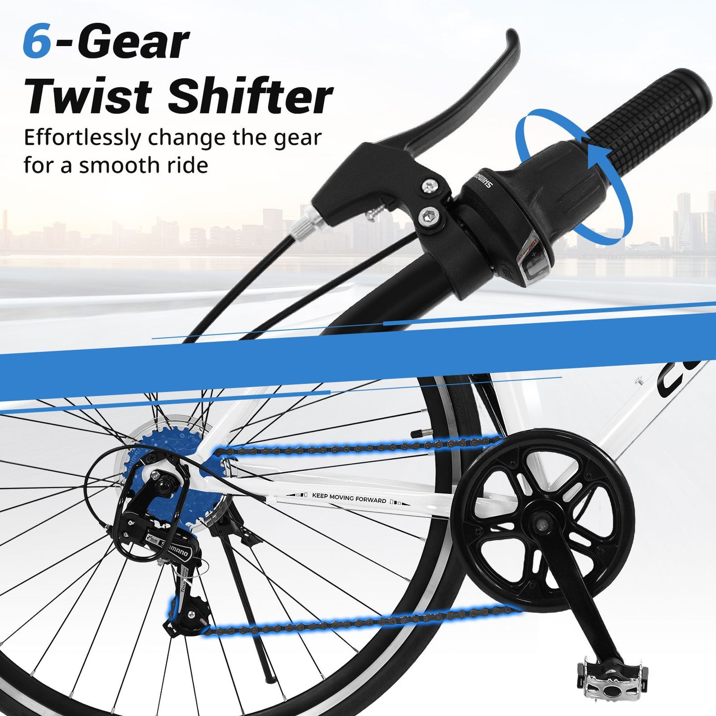 26 Inch Mountain Bike with All-terrain Rubber Wheels and Dual Brakes for Adults and Teens
