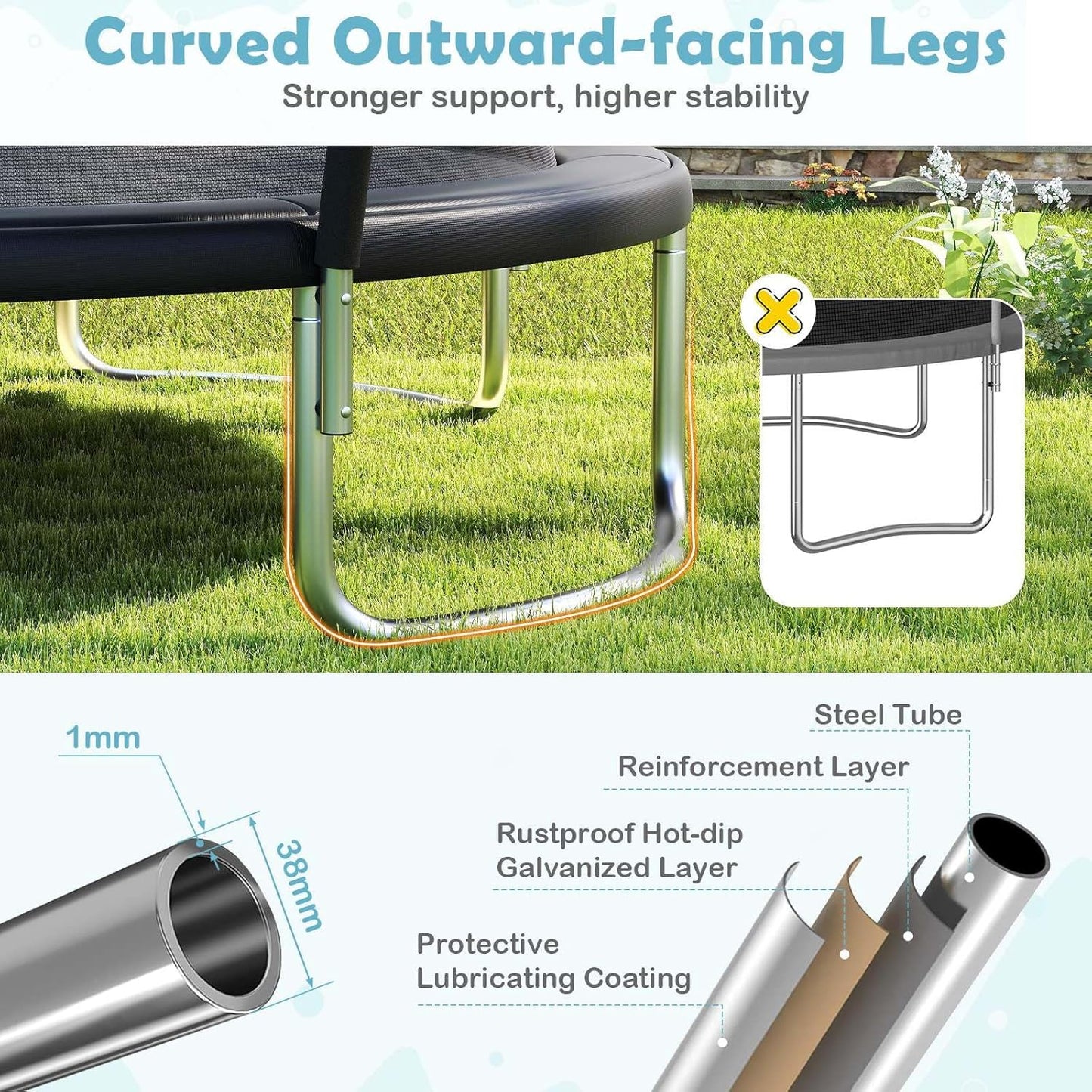 Heavy-Duty Recreational Trampoline with Safety Enclosure Net